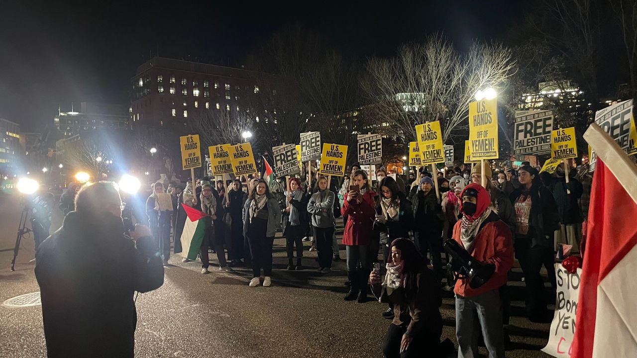Beyaz Saray önünde Yemen'e destek eylemi