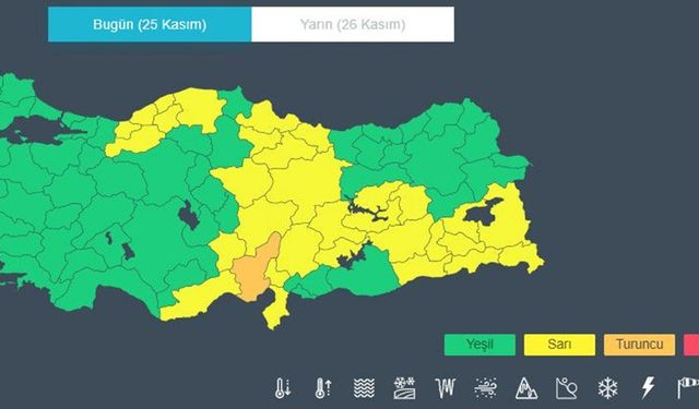 Meteoroloji'den 32 il için sarı ve turuncu kodlu uyarı