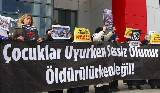 BM ofisi önünde Filistin'e saldırılar protesto edildi