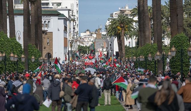 Fas'ta Gazze'ye destek için 50 kentte 110 gösteri düzenlendi