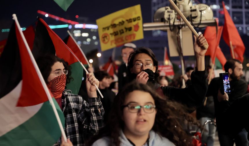 İşgal rejiminde Filistin bayraklı protesto