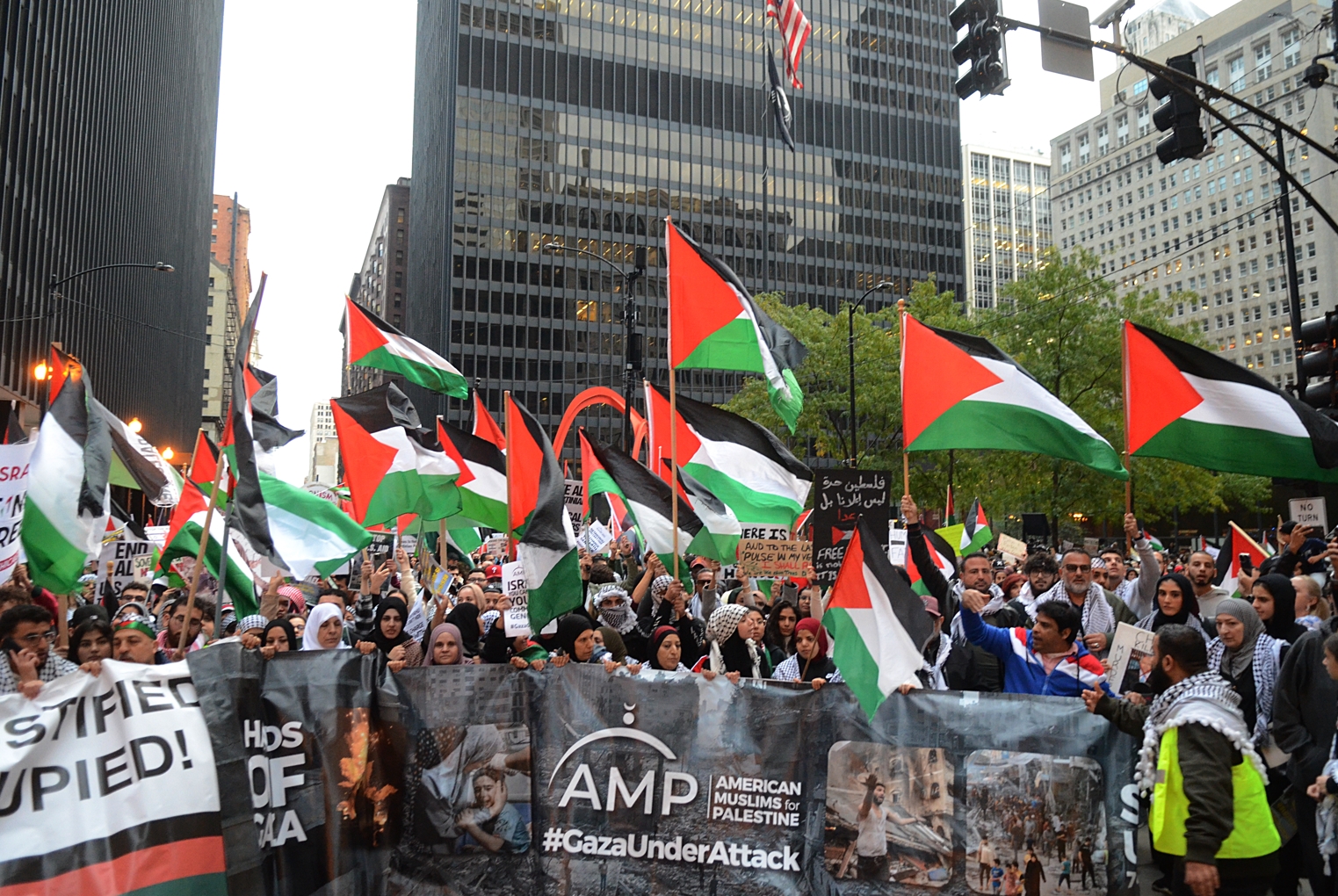 ABD'nin Chicago kentinde Filistin'e destek gösterisi
